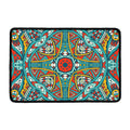 Teal Bohemian Mandala Pattern Print Kitchen Mat