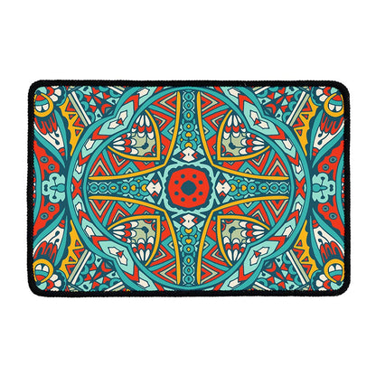 Teal Bohemian Mandala Pattern Print Kitchen Mat