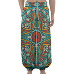 Teal Bohemian Mandala Pattern Print Lantern Pants