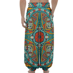 Teal Bohemian Mandala Pattern Print Lantern Pants