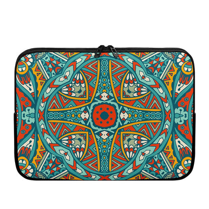 Teal Bohemian Mandala Pattern Print Laptop Sleeve
