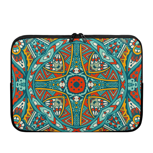 Teal Bohemian Mandala Pattern Print Laptop Sleeve