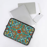 Teal Bohemian Mandala Pattern Print Laptop Sleeve