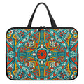 Teal Bohemian Mandala Pattern Print Laptop Sleeve With Handle