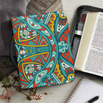 Teal Bohemian Mandala Pattern Print Leather Bible Cover