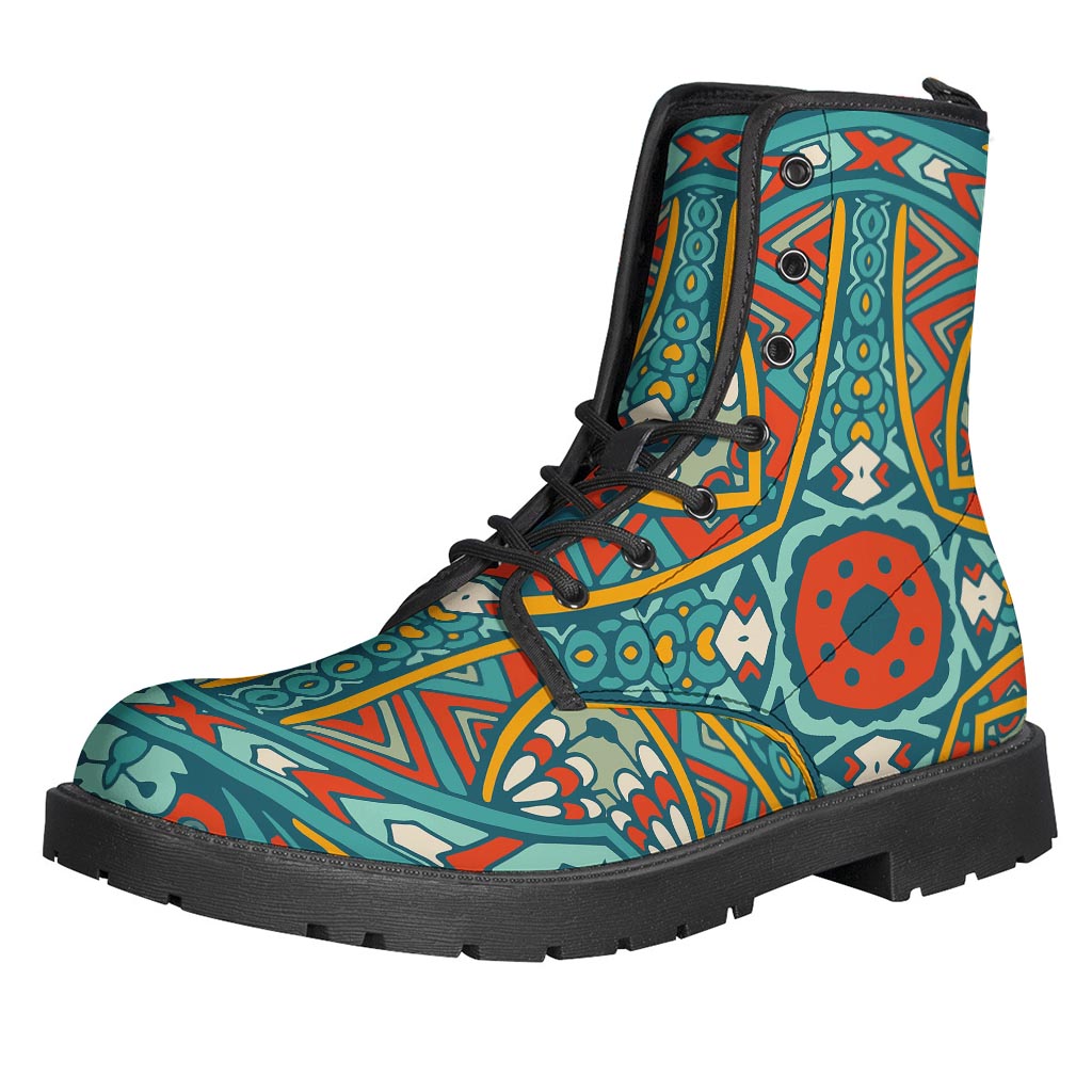 Teal Bohemian Mandala Pattern Print Backpack