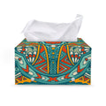 Teal Bohemian Mandala Pattern Print Leather Tissue Box Cover