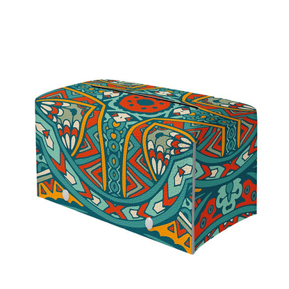 Teal Bohemian Mandala Pattern Print Leather Tissue Box Cover