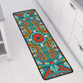 Teal Bohemian Mandala Pattern Print Long Kitchen Mat