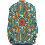 Teal Bohemian Mandala Pattern Print Long Sleeve Baseball Jersey