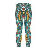 Teal Bohemian Mandala Pattern Print Men's leggings