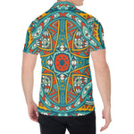 Teal Bohemian Mandala Pattern Print Men's Shirt