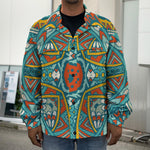 Teal Bohemian Mandala Pattern Print Men's Shirt Jacket