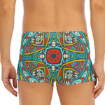 Teal Bohemian Mandala Pattern Print Men's Short Boxer Briefs