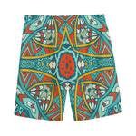 Teal Bohemian Mandala Pattern Print Men's Sports Shorts