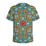 Teal Bohemian Mandala Pattern Print Men's Sports T-Shirt