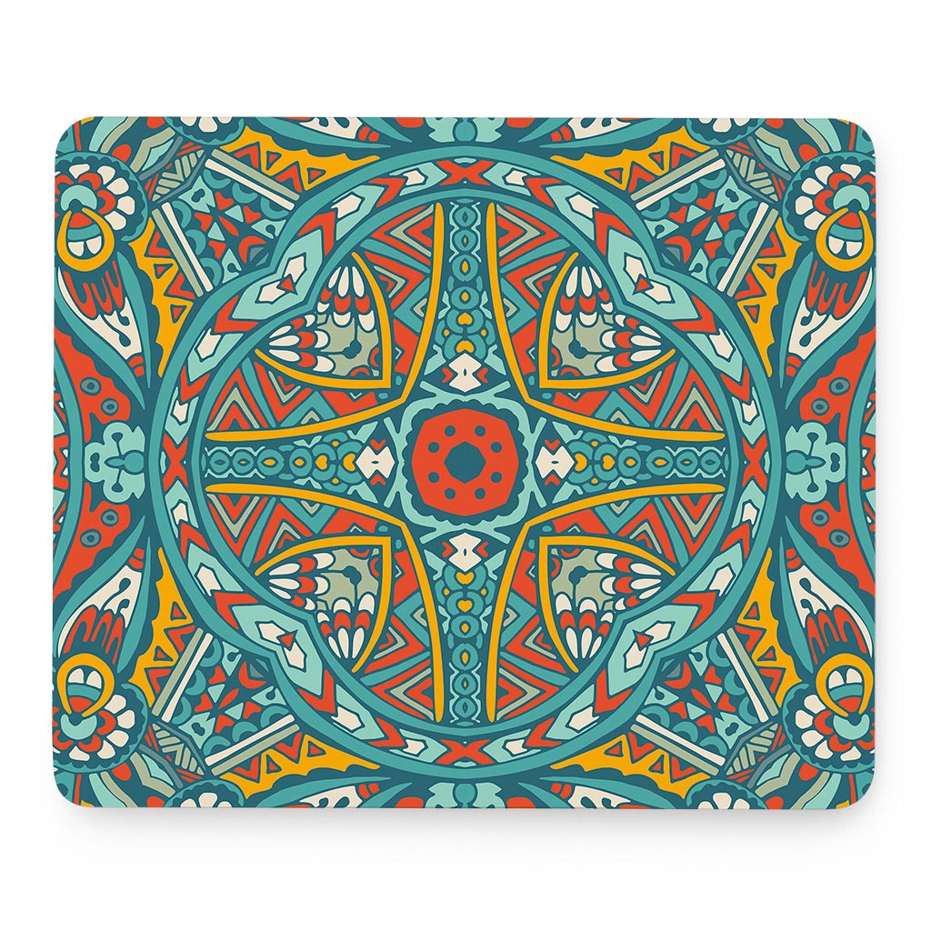 Teal Bohemian Mandala Pattern Print Mouse Pad