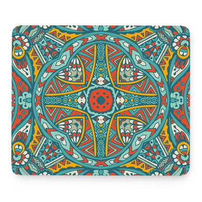 Teal Bohemian Mandala Pattern Print Mouse Pad