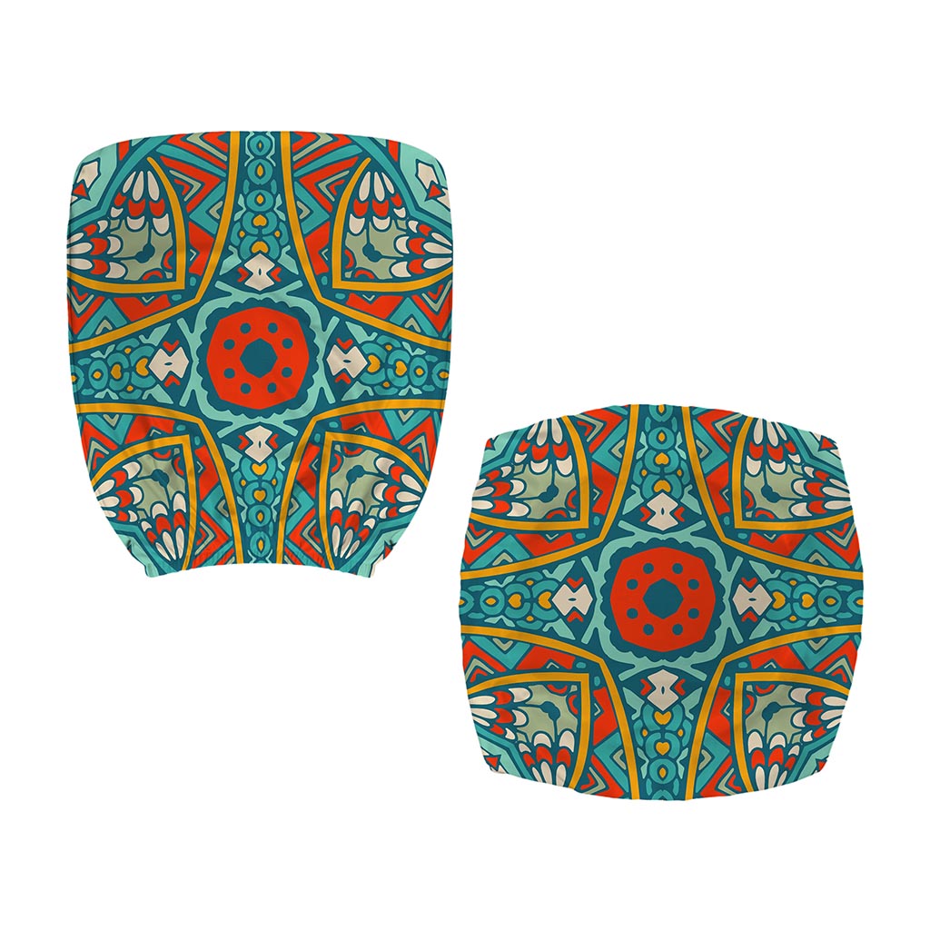 Teal Bohemian Mandala Pattern Print Office Chair Cover