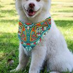 Teal Bohemian Mandala Pattern Print Over The Collar Dog Bandana
