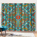 Teal Bohemian Mandala Pattern Print Pencil Pleat Curtains