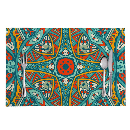 Teal Bohemian Mandala Pattern Print Placemat
