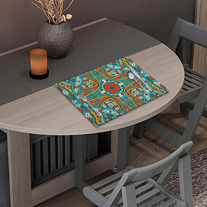 Teal Bohemian Mandala Pattern Print Placemat