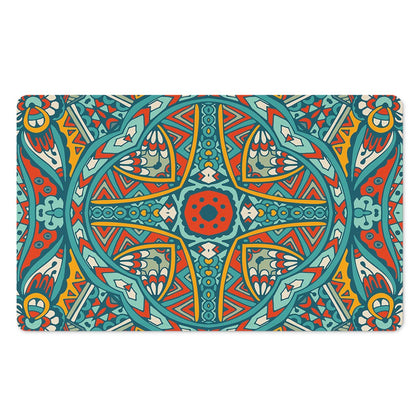 Teal Bohemian Mandala Pattern Print Polyester Doormat