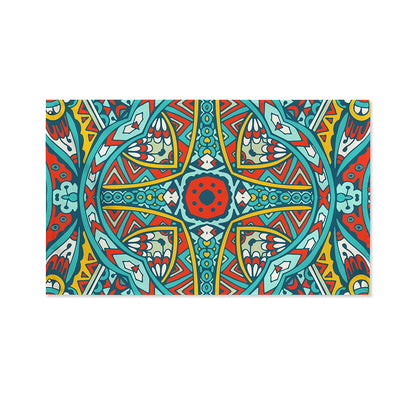Teal Bohemian Mandala Pattern Print Polyester Flag