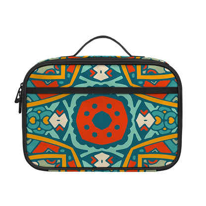 Teal Bohemian Mandala Pattern Print Portable Lunch Bag