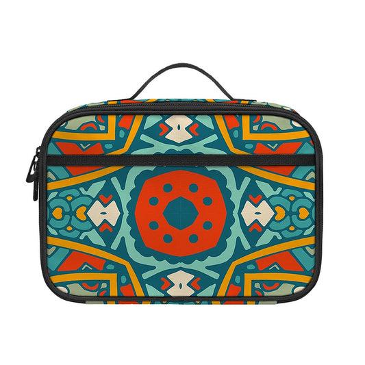 Teal Bohemian Mandala Pattern Print Portable Lunch Bag