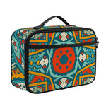 Teal Bohemian Mandala Pattern Print Portable Lunch Bag