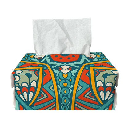 Teal Bohemian Mandala Pattern Print Rectangle Tissue Box Cover