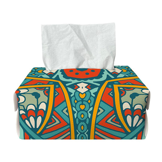 Teal Bohemian Mandala Pattern Print Rectangle Tissue Box Cover
