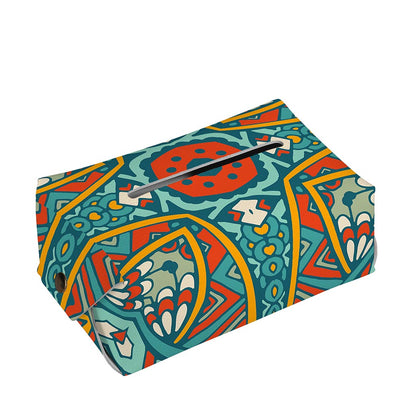 Teal Bohemian Mandala Pattern Print Rectangle Tissue Box Cover