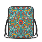 Teal Bohemian Mandala Pattern Print Rectangular Crossbody Bag