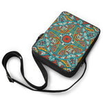 Teal Bohemian Mandala Pattern Print Rectangular Crossbody Bag