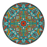 Teal Bohemian Mandala Pattern Print Round Floor Mat