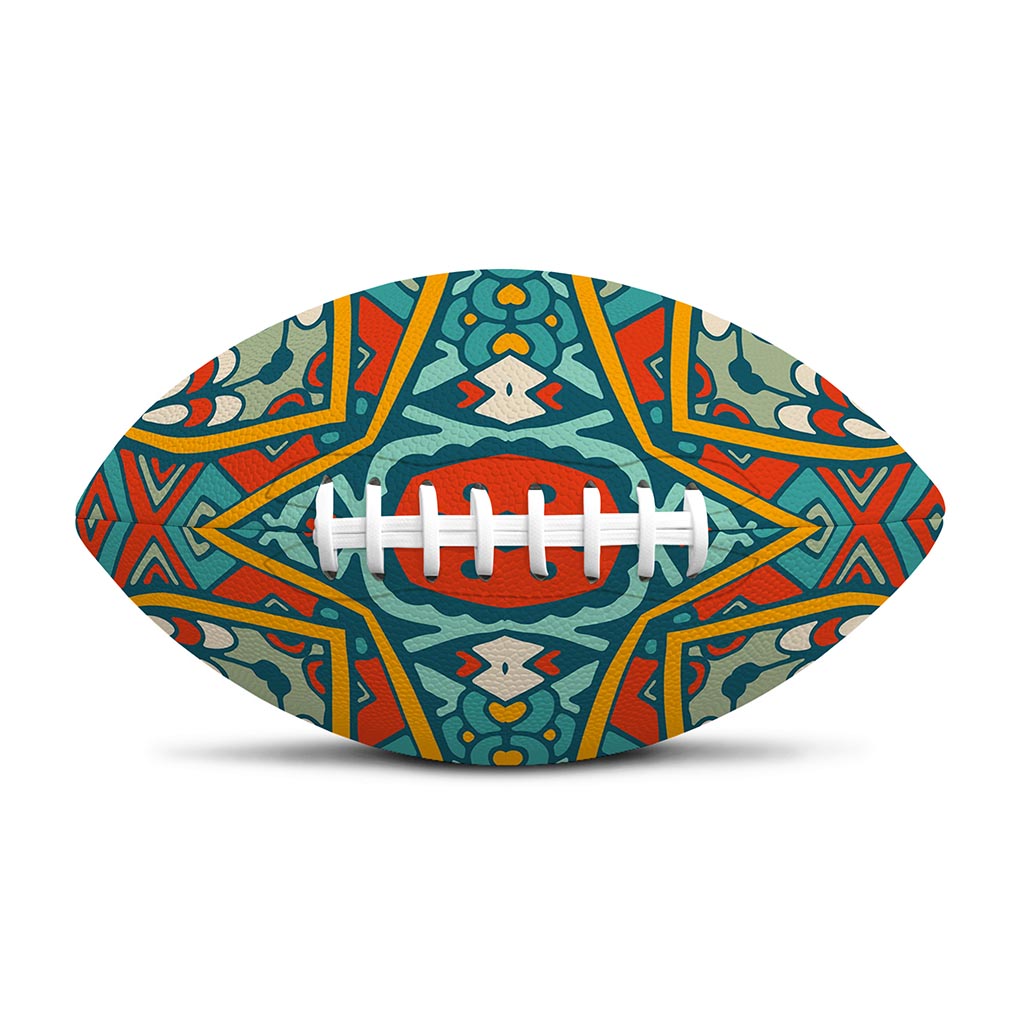 Teal Bohemian Mandala Pattern Print Rugby Ball