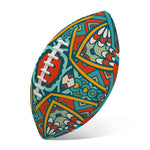 Teal Bohemian Mandala Pattern Print Rugby Ball
