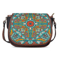 Teal Bohemian Mandala Pattern Print Saddle Bag