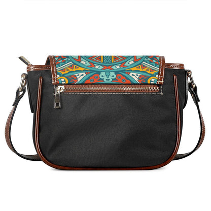 Teal Bohemian Mandala Pattern Print Saddle Bag