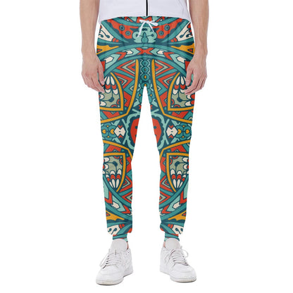 Teal Bohemian Mandala Pattern Print Scuba Joggers