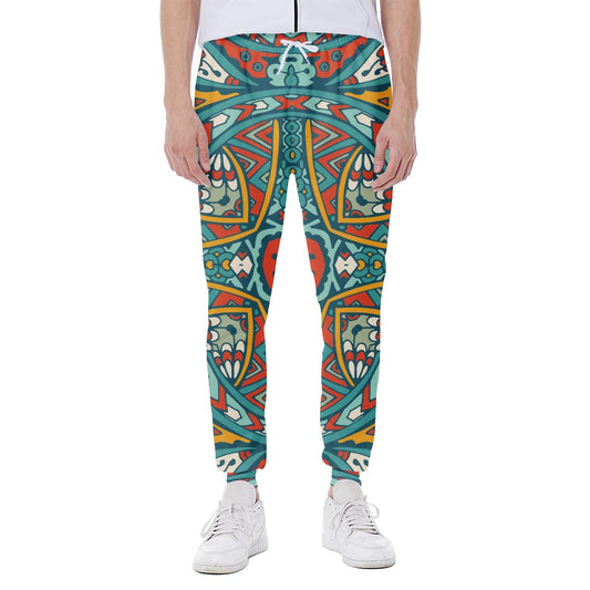 Teal Bohemian Mandala Pattern Print Scuba Joggers