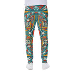 Teal Bohemian Mandala Pattern Print Scuba Joggers
