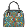 Teal Bohemian Mandala Pattern Print Shoulder Handbag