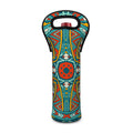 Teal Bohemian Mandala Pattern Print Single Neoprene Wine Tote