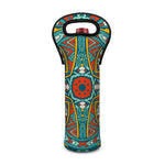 Teal Bohemian Mandala Pattern Print Single Neoprene Wine Tote