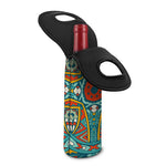 Teal Bohemian Mandala Pattern Print Single Neoprene Wine Tote