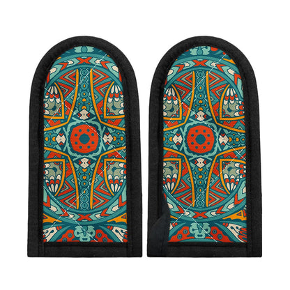 Teal Bohemian Mandala Pattern Print Skillet Handle Cover
